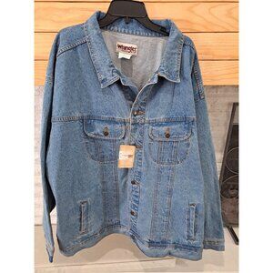 Vtg Wrangler 6XL Trucker  Blue Denim Jacket Mens  Classic Button-Up Cotton NEW
